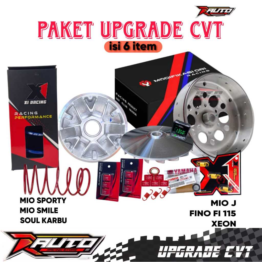 PAKET FULL UPGRADE KIRIAN CVT MIO SMILE M3 J GT SOUL S Z SPORTY GEAR KARBURATOR RUMAH ROLLER & PULLE