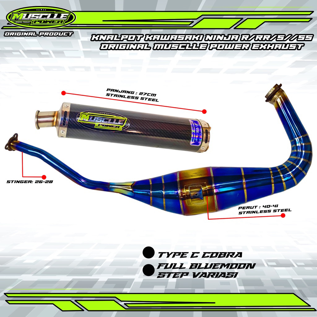 KNALPOT NINJA BLUEMOON ORIGINAL MUSCLE POWER EXHAUST KENALPOT KAWASAKI NINJA RR R SS NINJA 150 NINJA