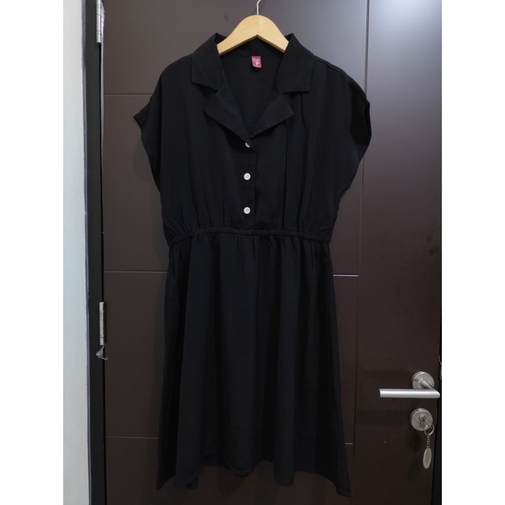 (Preloved) Sorabel - Collar Dress Hitam/Dress Plus Size Jumbo/Dress Bumil