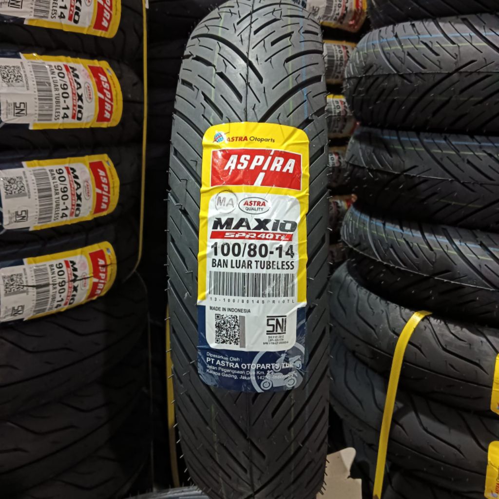 ban tubeless matic 100/80-14 aspira