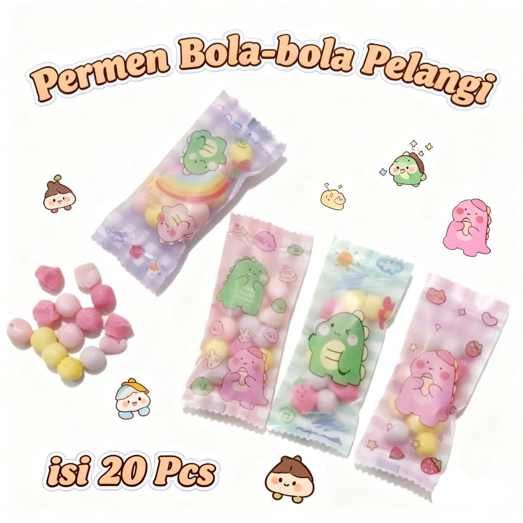 Permen Bola-bola Coklat Permen Bola-bola PelangiMakanan viral jajanan Snack makanan anak laki-laki d
