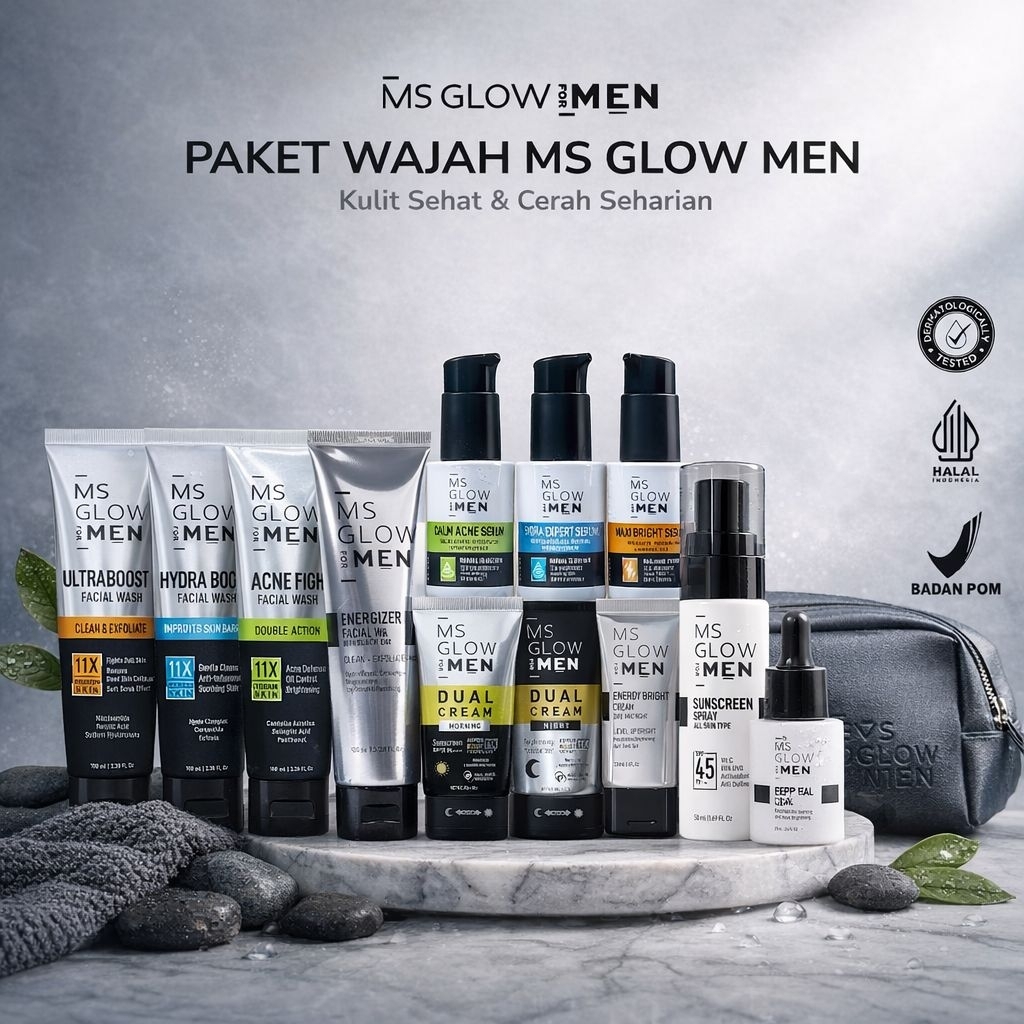 Paket Perawatan Wajah Pria MS Glow - Paket Acne Men 3in1