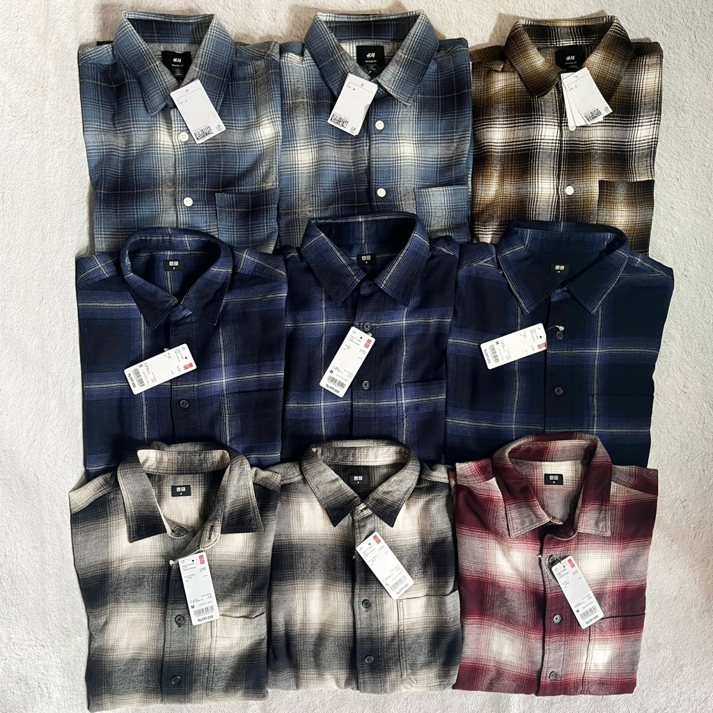 Kemeja Flanel Uniqlo dan HnM Veterano BNWT