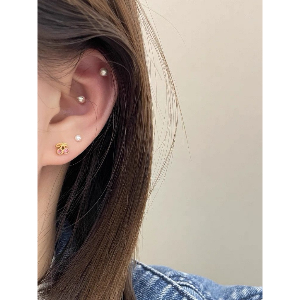 Anting Titanium Model Cery merah Gold