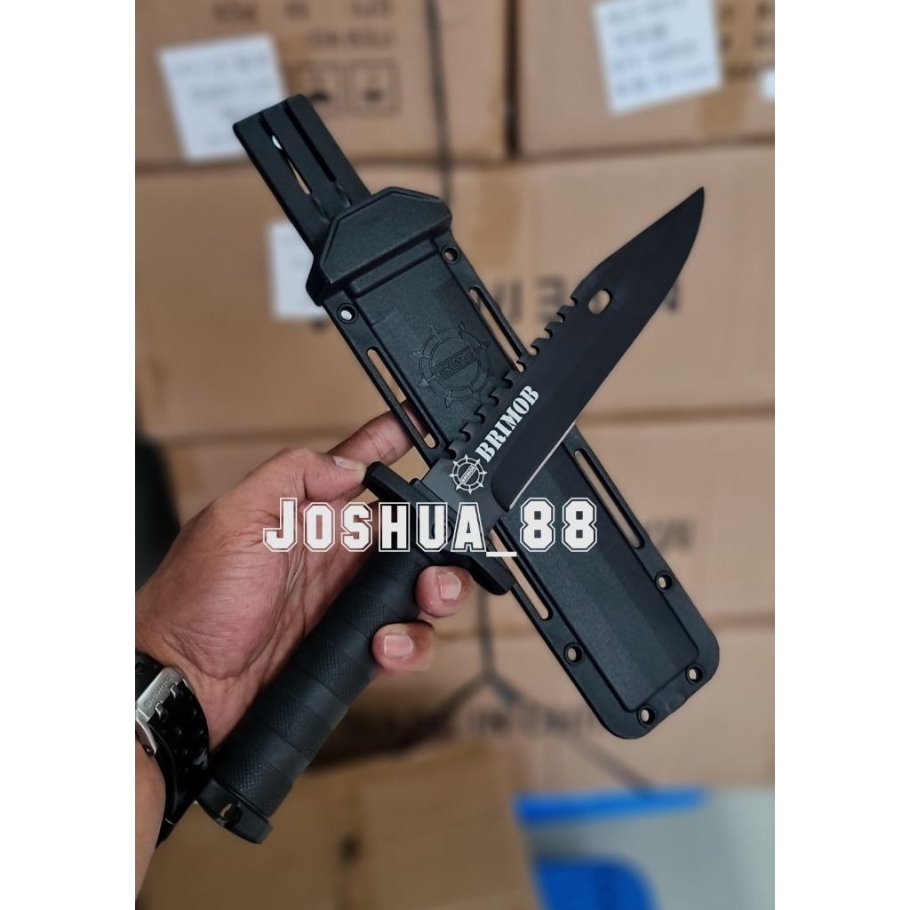 Pisau Tactical Military Custom Ukir Logo Brimob Polisi Bisa Ukir Nama Logo Sendiri