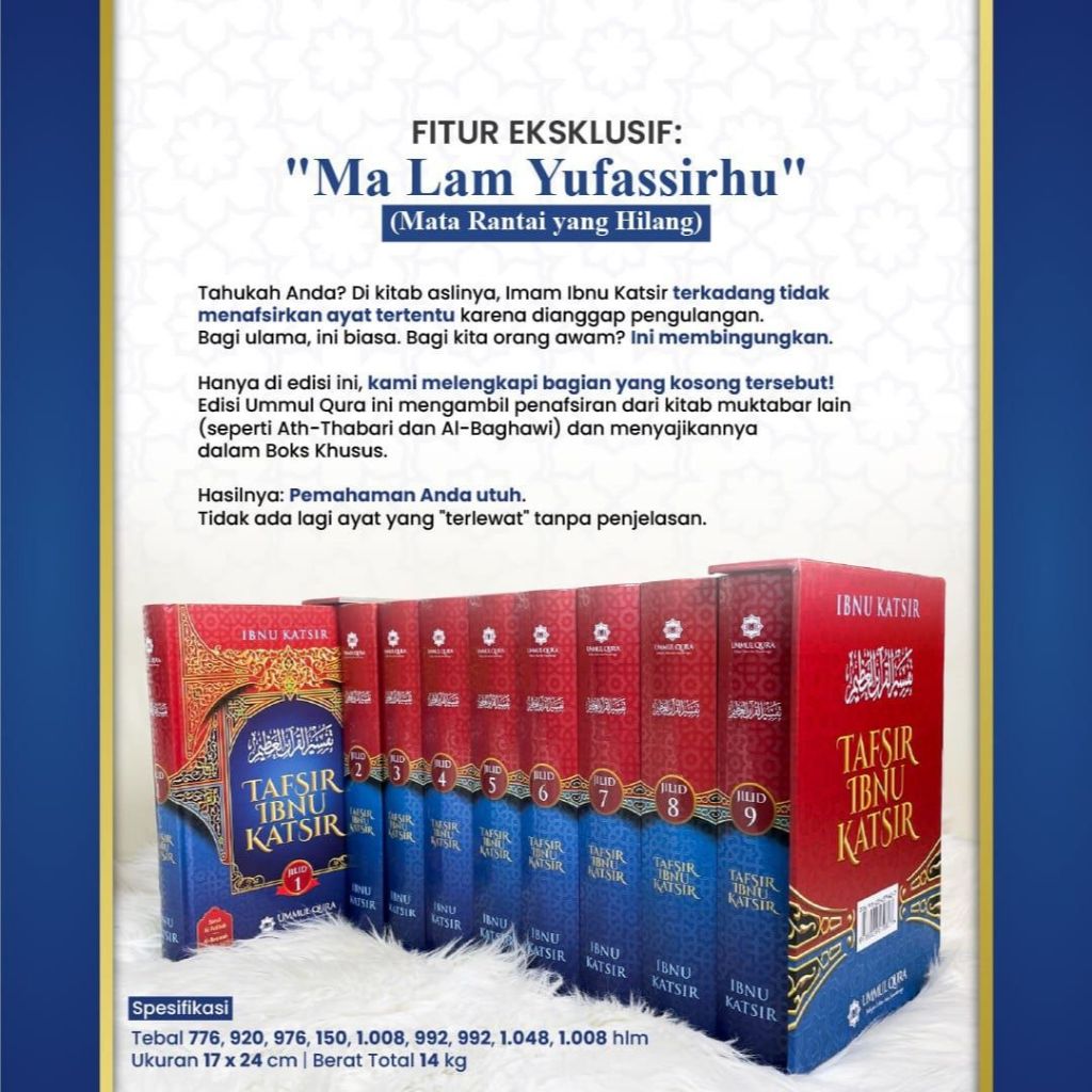 UMMUL QURA | Tafsir Ibnu Katsir 30 Juz 9 Jilid Super Lengkap 100% Original