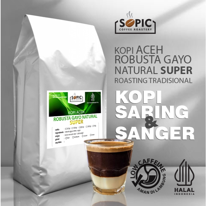 Bubuk Kopi Robusta Gayo Natural Khas Aceh 1 Kg untuk Saring Sanger Hitam