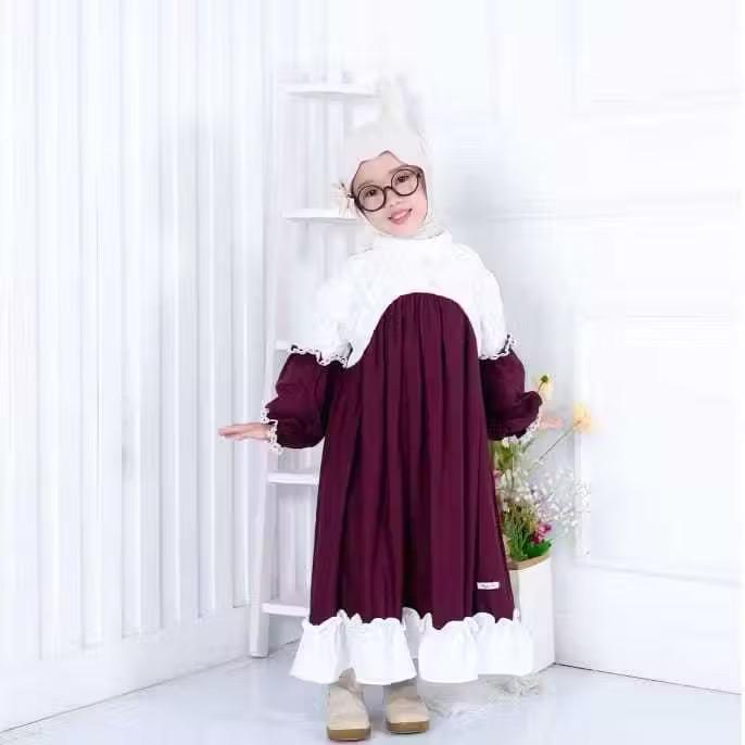 Gamis Anak Perempuan Jersey Muslim 3-13 Tahun & Dress Jubah Abaya Pakaian Ngaji Manasik Haji TK Keci