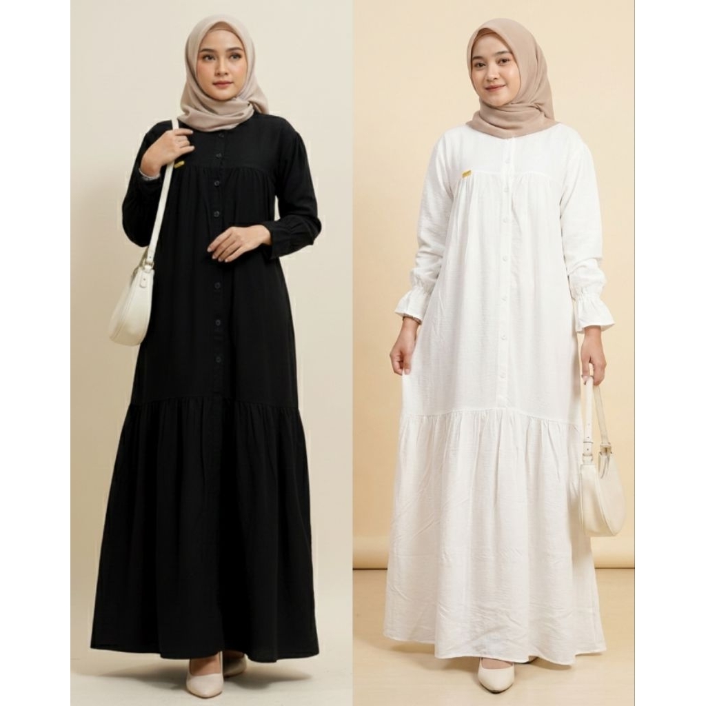 Dress Rayon Twill Polos Premium / Gamis Rayon Twill Premium Polos / Dress Gamis Polos Katun Rayon / 