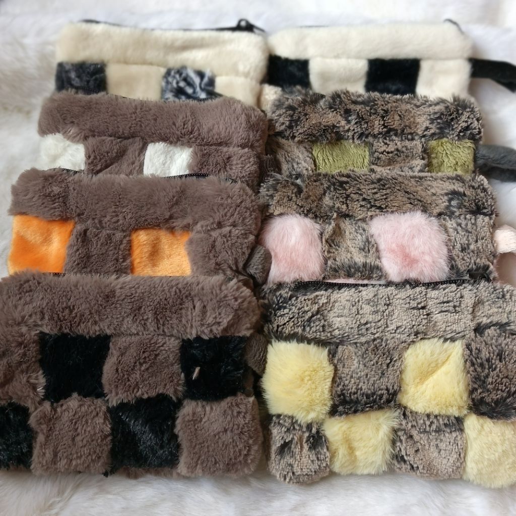 dompet koin, tas bulu mini, tas murah, dompet bulu