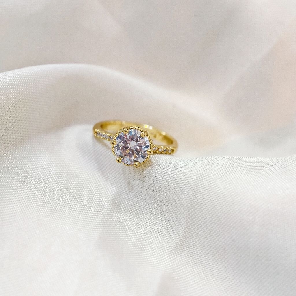 AMK Cincin 24K Lapis Emas Anti Karat Fashion Wanita Dewasa