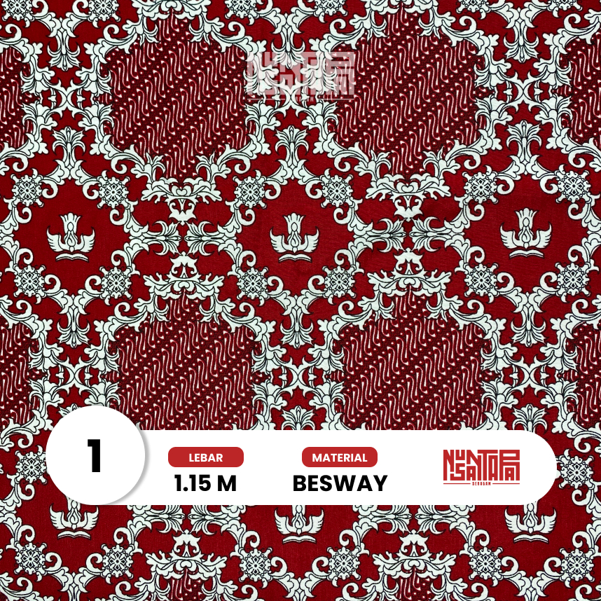 KAIN BATIK SEKOLAH MOTIF BUNGA LERENG VARIANT WARNA MERAH