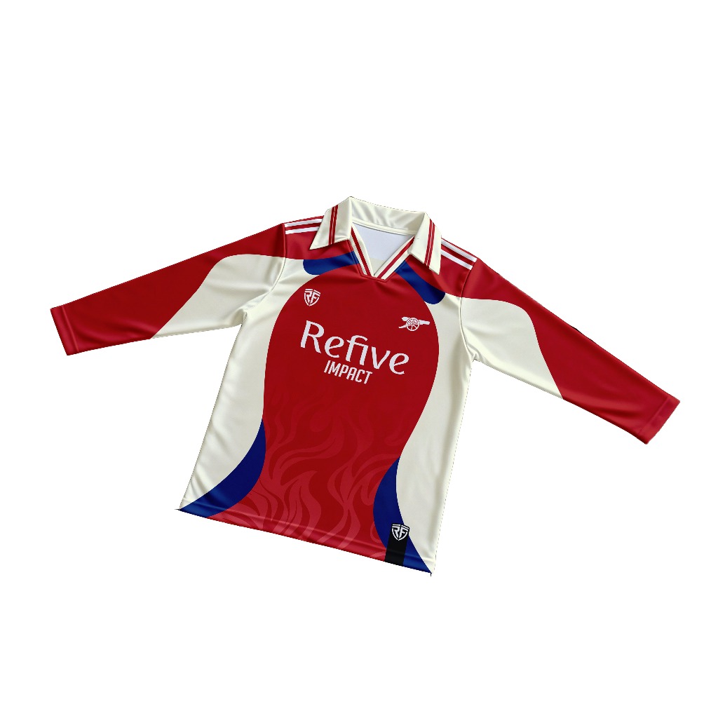 Refive- Jersey VINTAGE Long Sleeve Retro Jersey ARSENAL 2 Atasan Tangan Panjang Pria Dan Wanita Prem