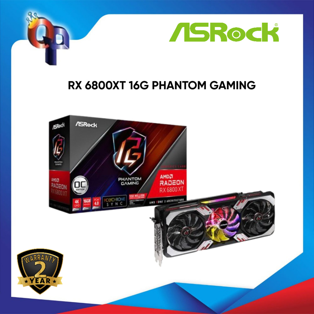 VGA ASROCK AMD RADEON RX 6800 XT PHANTOM GAMING D 16G OC 256-BIT RX 6800XT