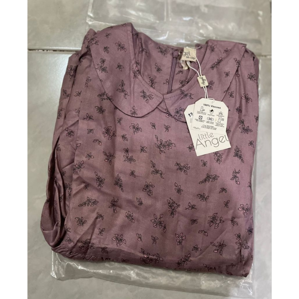 [SIAP KIRIM] LITTLE SARAH DRESS FLOWER DUSTY PURPLE SIZE 10-12Y BY ATELIER ANGELINA