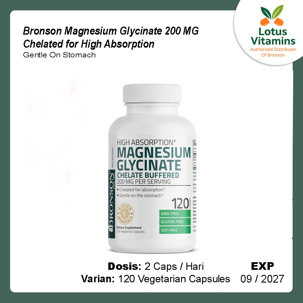 Bronson Magnesium Glycinate 200 mg 120 Kapsul