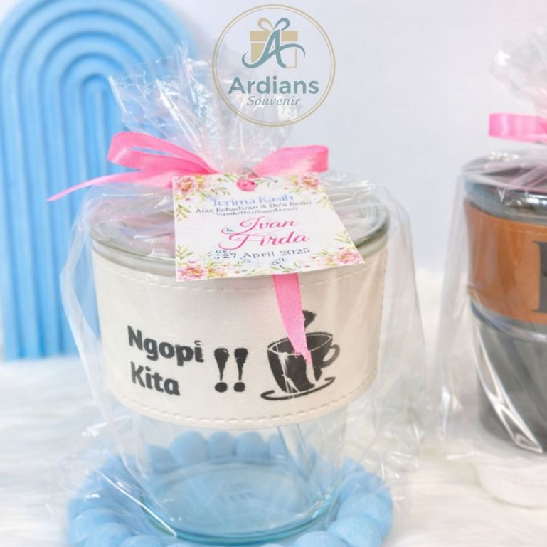 (100 PCS) Souvenir Pernikahan Gelas Tumbler Aesthetic 400ml Gelas Minum Kaca Sedotan Sovenir Suvenir