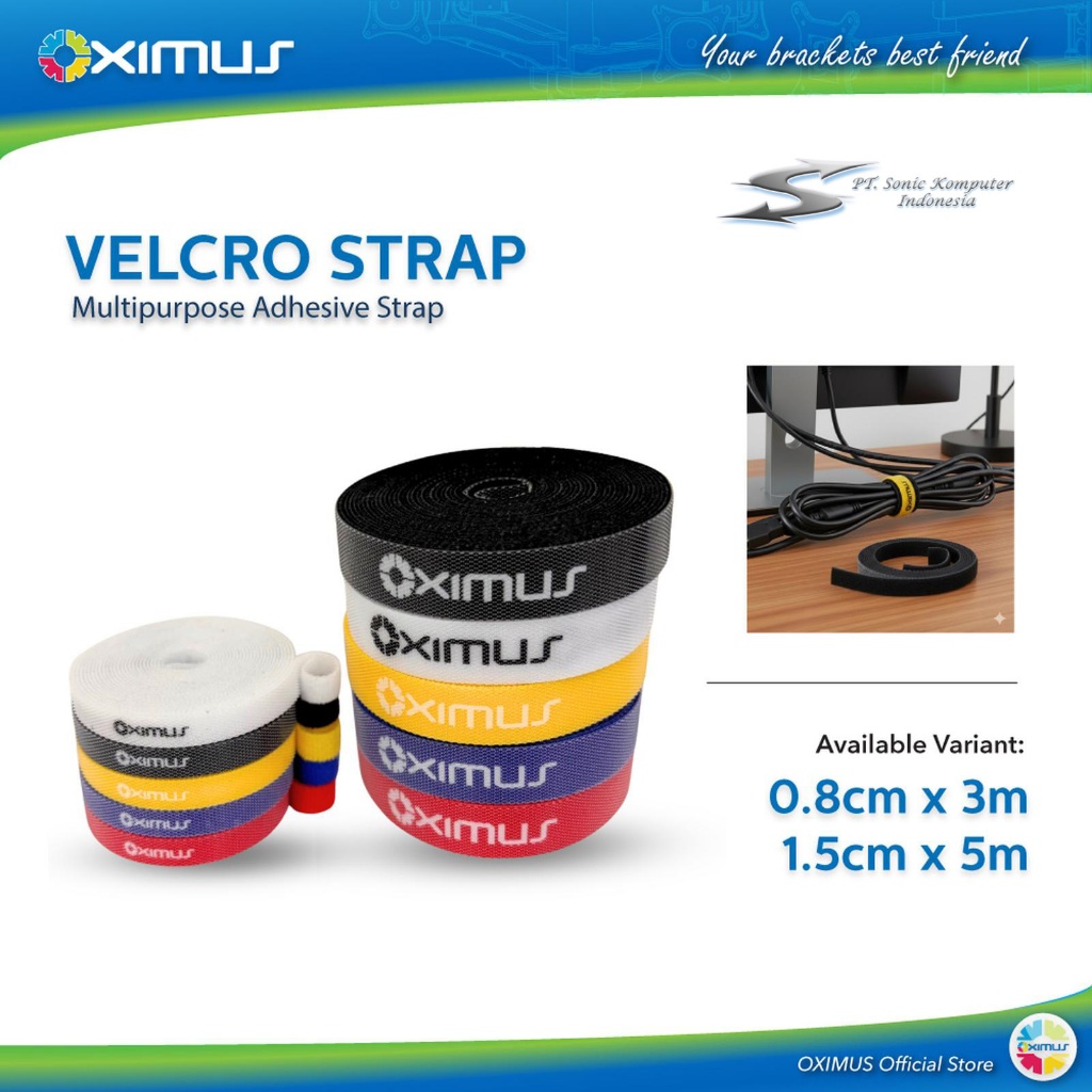Oximus Velcro Cable Tie – Strap Cable Desk Peralatan Management Organizer Pengikat Kabel flexible Id