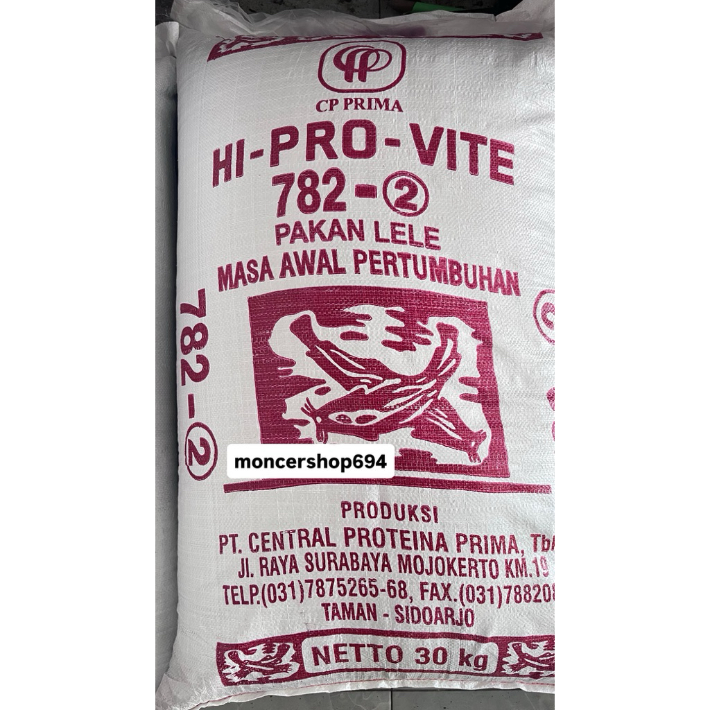 HI PRO VITE 782 Sidoarjo ukuran -2 mm protein min 29% /30 kg 1 karung / pakan lele/pelet lele/ pur l