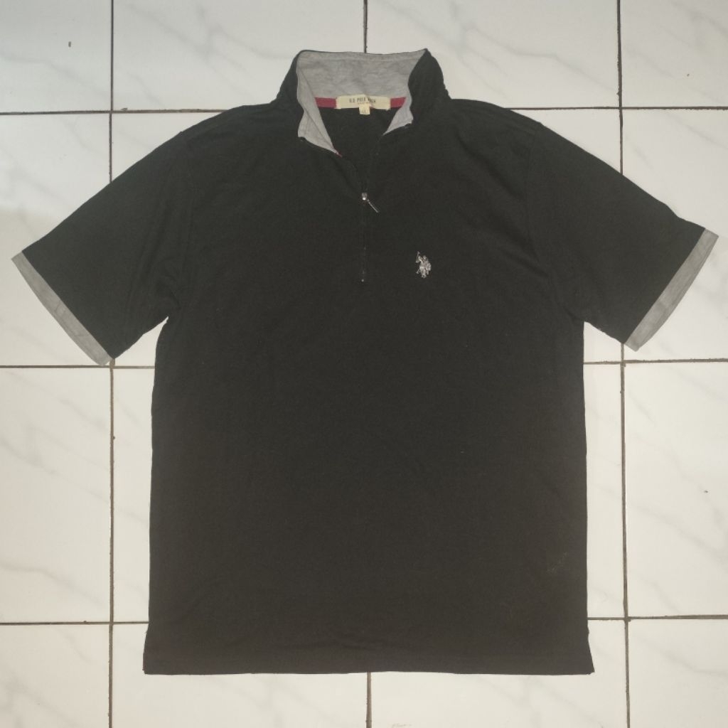 us polo assn halfzip black ss