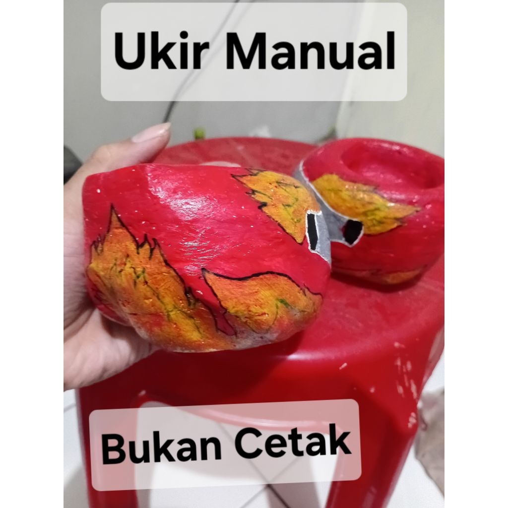 Asbak Helm Miniatur Ukir Manual Bukan Cetak Langsung Jadi Pajangan Rumah Unik Kerajinan Tangan Hand 