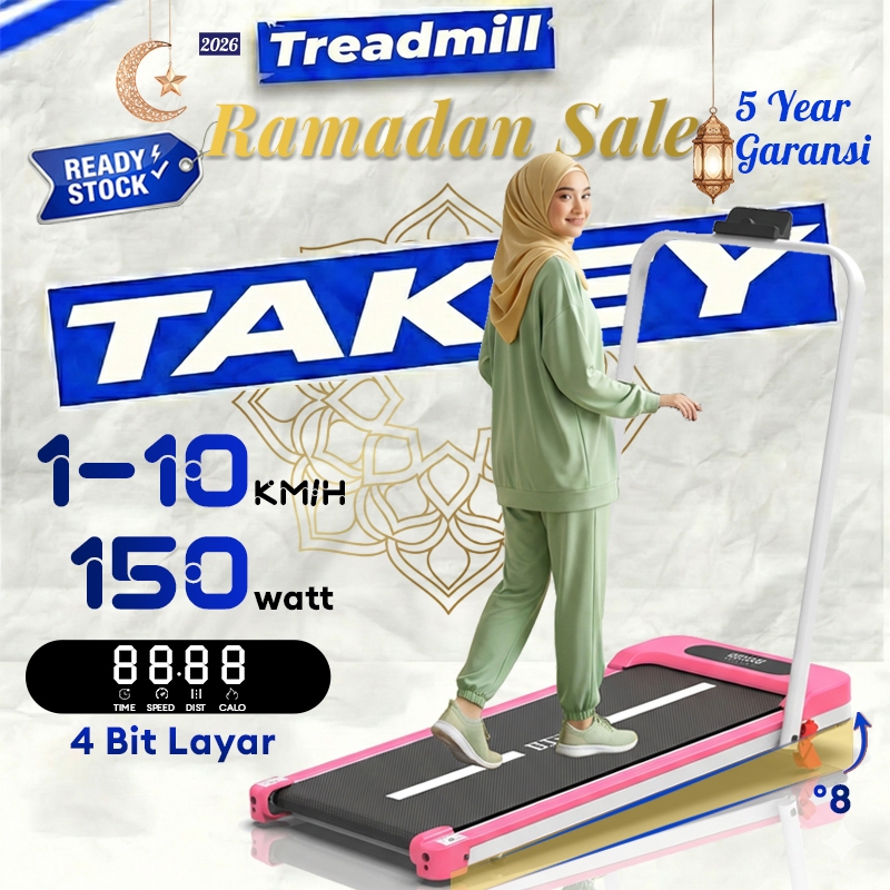 TAKEY  Incline treadmill Elektrik Portable   low watt walking pad lipat Treadmill Listrik