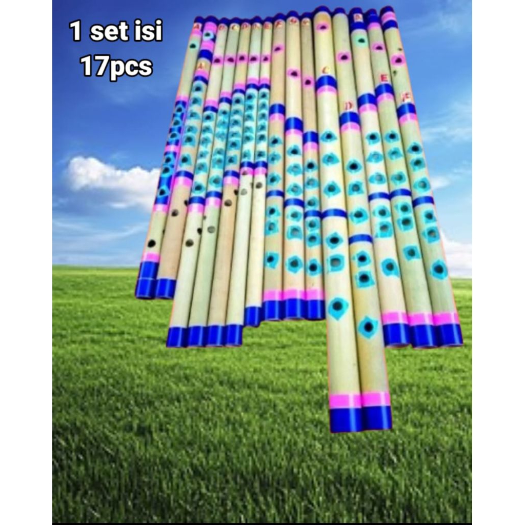 Seruling bambu 1 set isi 17pcs, Suling dangdut