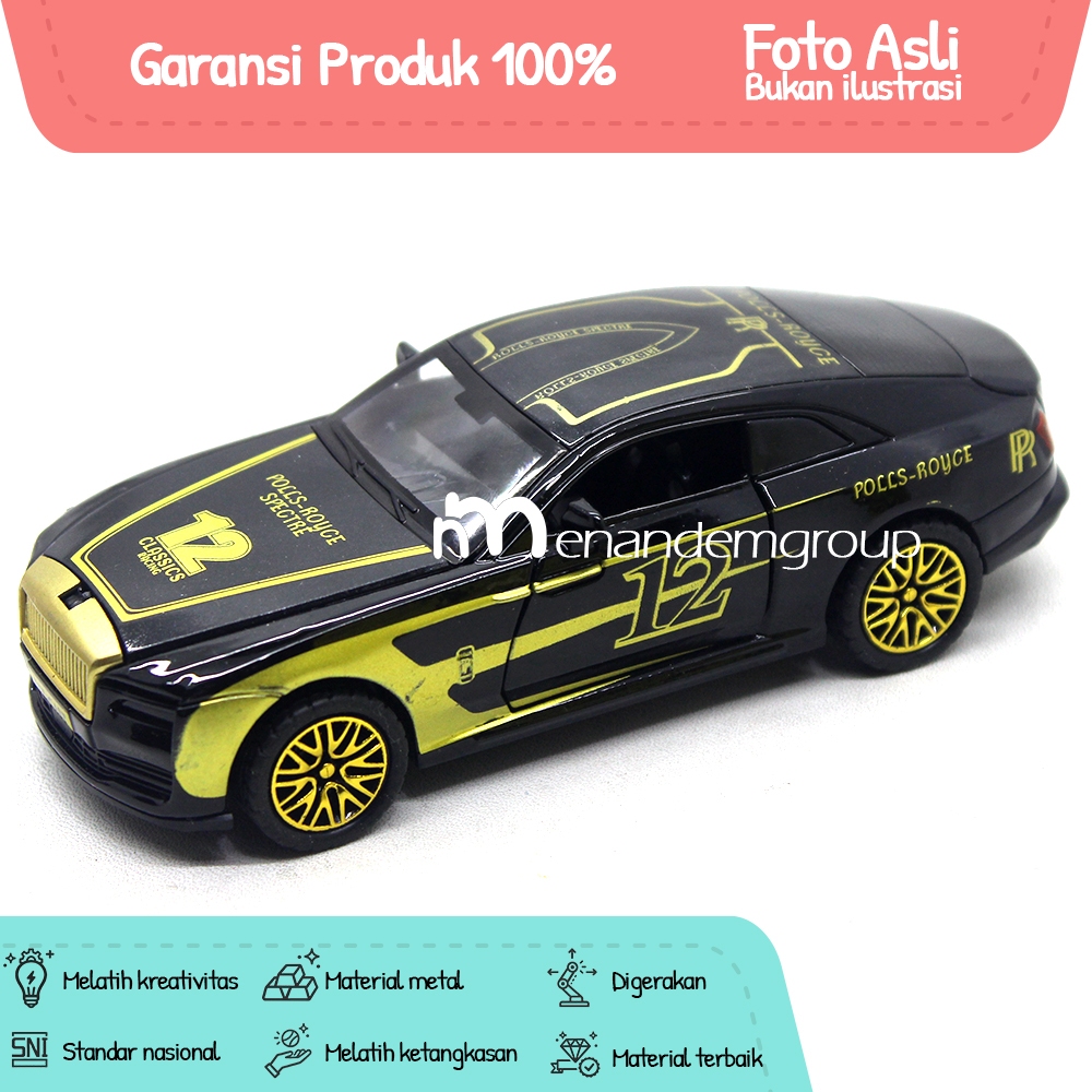 Diecast Miniiatur Mainan Mobil Sedan Super Luxury Roll Royce Model Besi Metal Buka Pintu