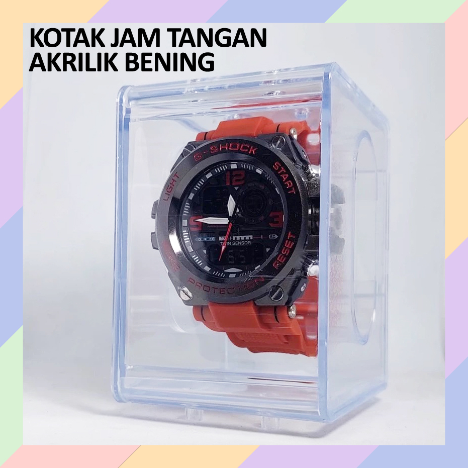 GS06 Stand Display Jam Tangan Akrilik Kotak Bening Berdiri Transparan Besar Mika Acrylic Box Digitec