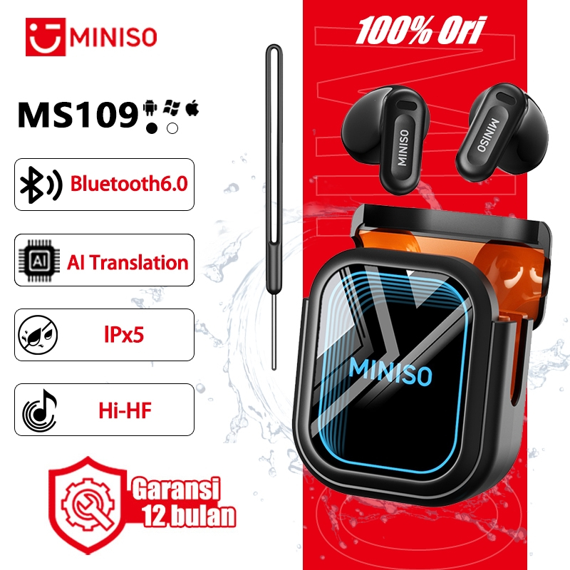 MINISO MS109 Bluetooth Earphone Wireless Headset AI Translation Mirror Screen Display Bluetooth 6.0 