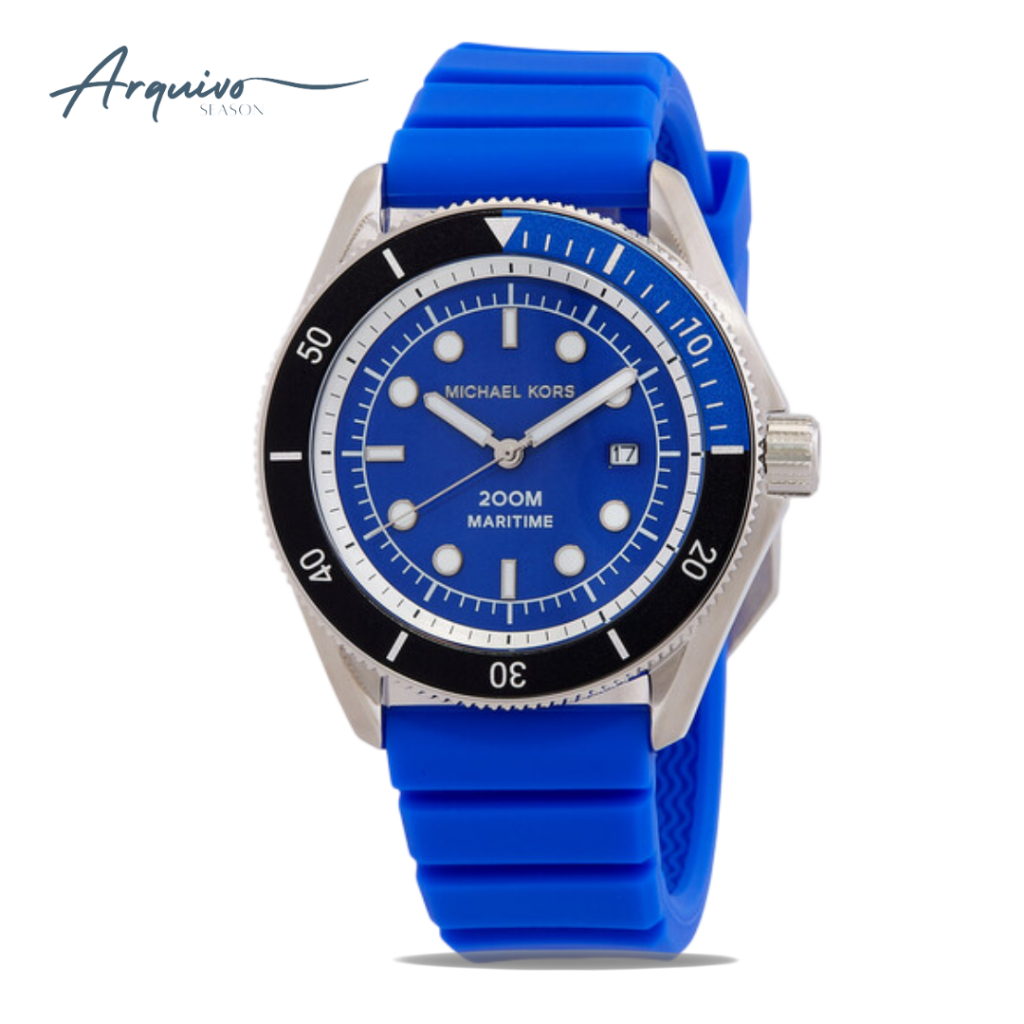 Jam Tangan Pria Michael Kors Maritime Rubber Blue Sporty Mewah Original MK9156
