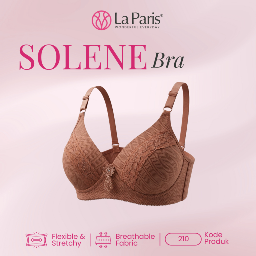 LA PARIS Solene 210 BH CUP B Besar Bra Wanita Push Up Motif Renda For Daily Busa Tipis Tanpa Kawat K