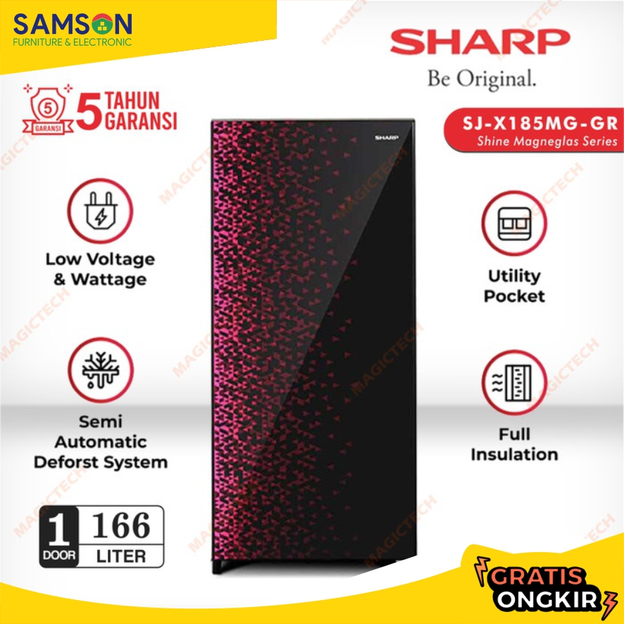 KULKAS SHARP 1 PINTU SJ-X185MG-GR 166L - MERAH