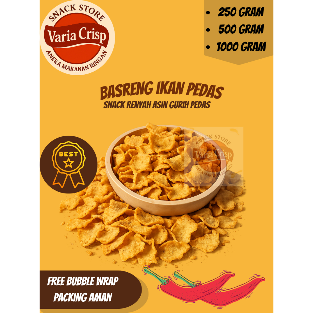 Basreng Pedas Super Ikan Tongkol 1kg Bakso Goreng Krispi Renyah Gurih Snack Camilan Makanan Ringan K