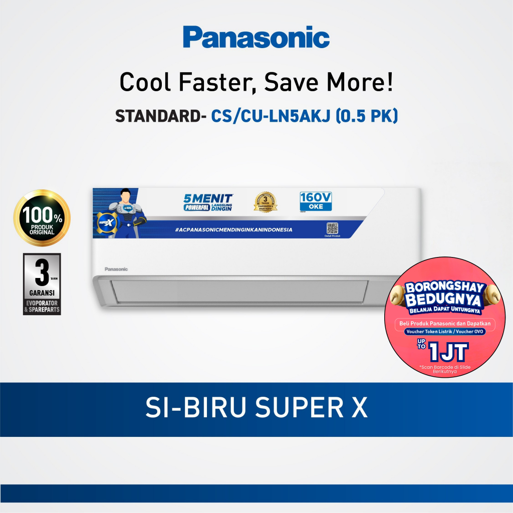 Panasonic CS|CU-LN5AKJ AC Split Standard Si Biru