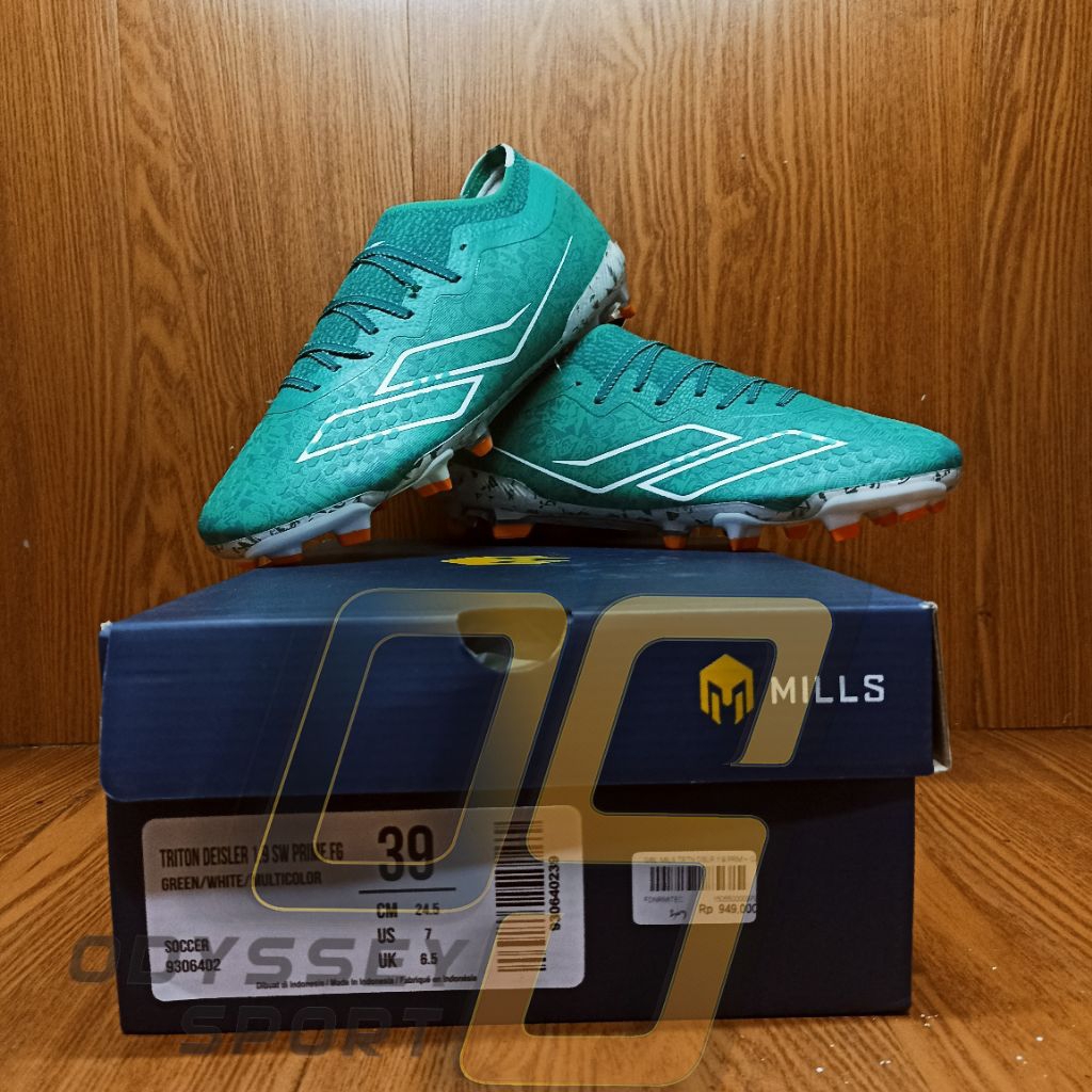 Sepatu Bola MILLS TRITON DEISLER 1.9 SW PRIME (Green/White/Multicolour) 100% ORIGINAL