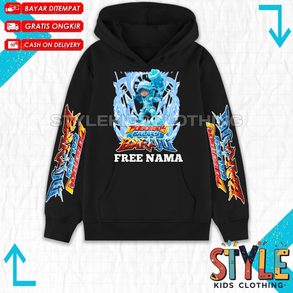 (BISA COD) Jaket Hoodie Anak Boboiboy Galaxy Baraju Free Nama/ Jaket Hoodie Sweater Anak Boboiboy Ga