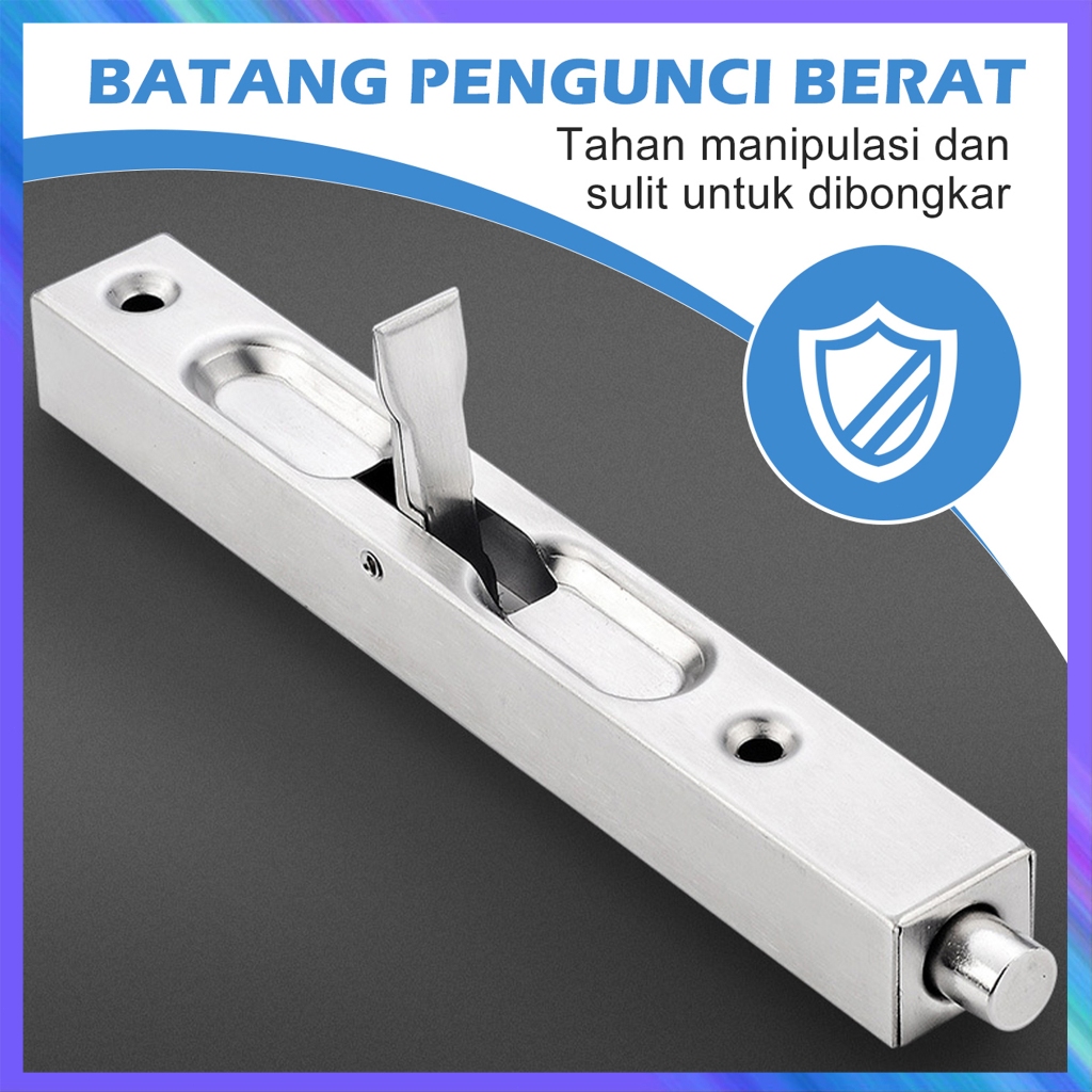 Grendel Tanam Flush Bolt Set  6 & 12 Inch Slot Pintu Minimalis Kunci Tersembunyi untuk Pintu 2 Daun
