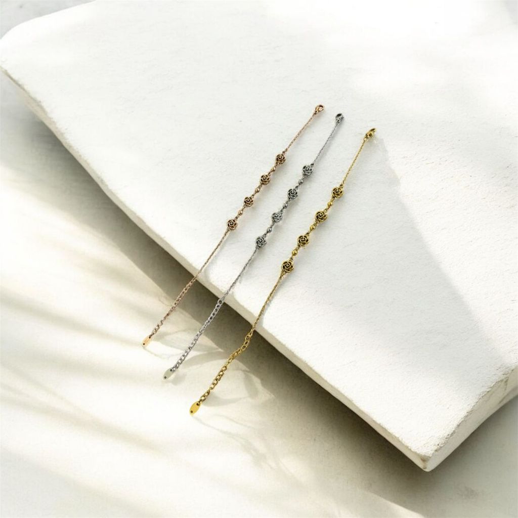 Embos 750 - Gelang Mawar Titanium Gelang Wanita Titanium / Gelang Anti Karat / Gelang Fashion / Gela