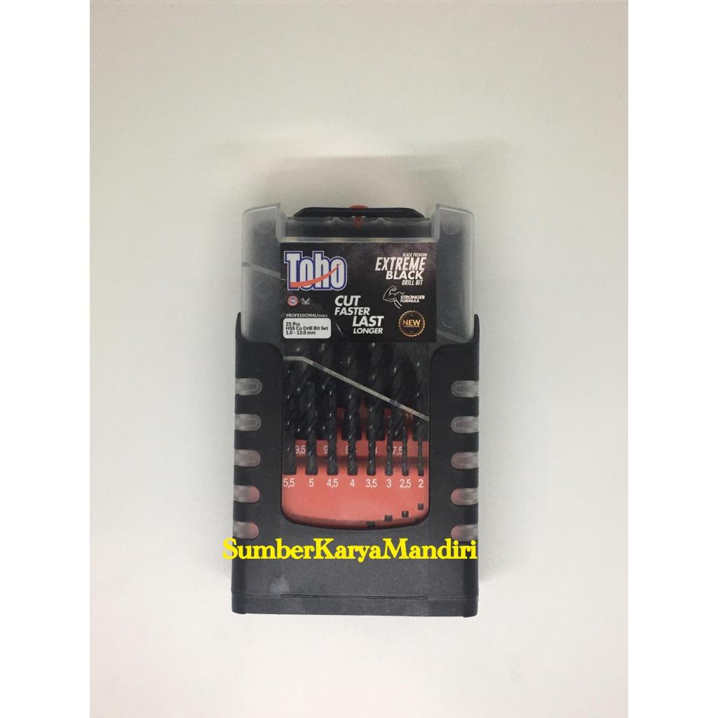 Mata Bor Set Toho 1-13MM (25Pcs) HSS Cobalt ( Untuk Besi & Stainless ) Hitam
