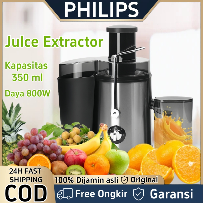 PHILIPS Ekstraktor Jus Rumah Tanpa Ampas 800w Fresh Fruit Juice BlenderMultifungsi Slow Juicer