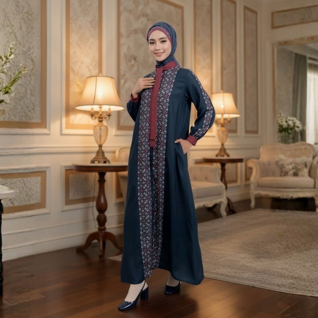 Zoya Dalara Dress - Gamis Muslim Wanita Busui Friendly - Bahan Poly Textured