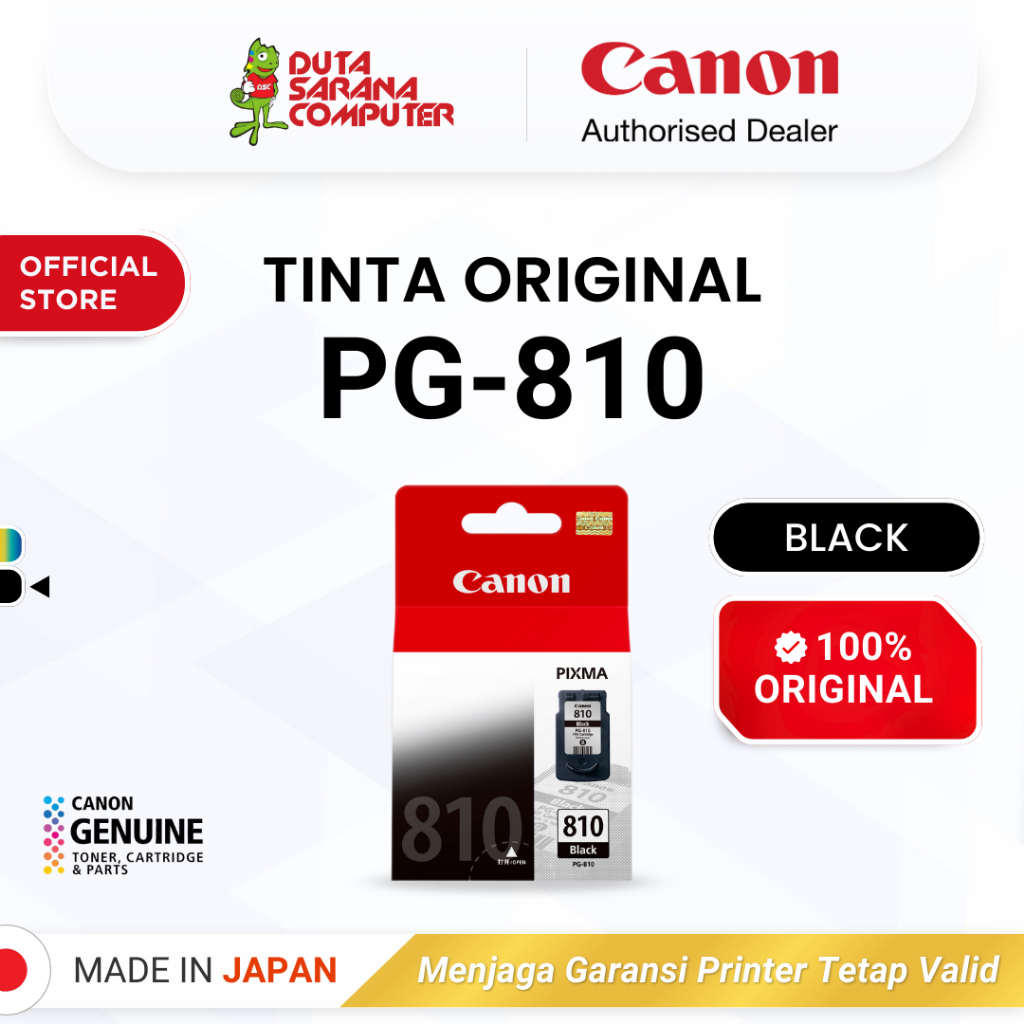 100% ORIGINAL Tinta Canon PG 810 Black - Printer iP2770 MP258 MP287 - Tinta Asli