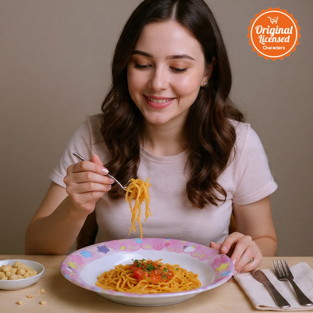 Piring Makan Anak Melamin 22 cm Karakter Hewan Lucu Puchy Kitty