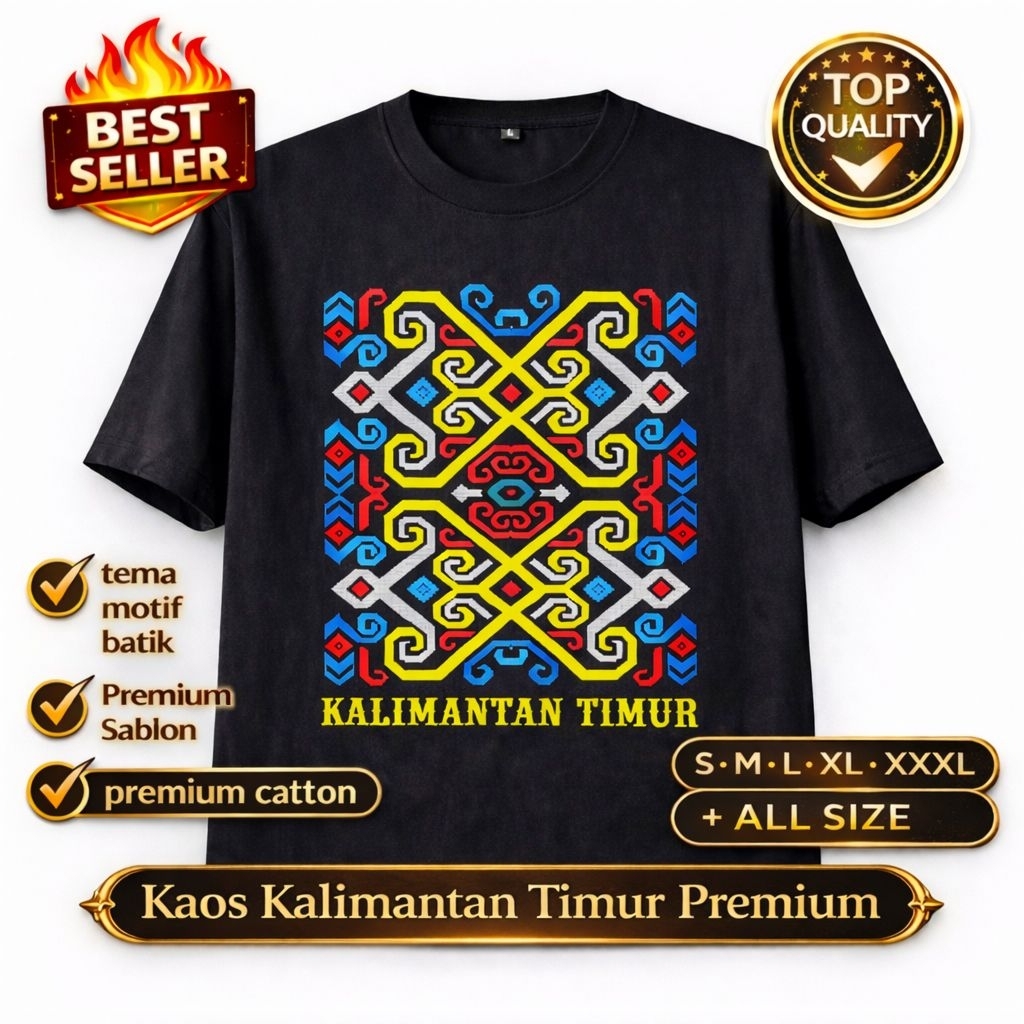 Kaos Dayak Kaltim Motif Tribal – T-Shirt Etnik Kalimantan Timur Unisexkaos dayak, kaos dayak kaltim,