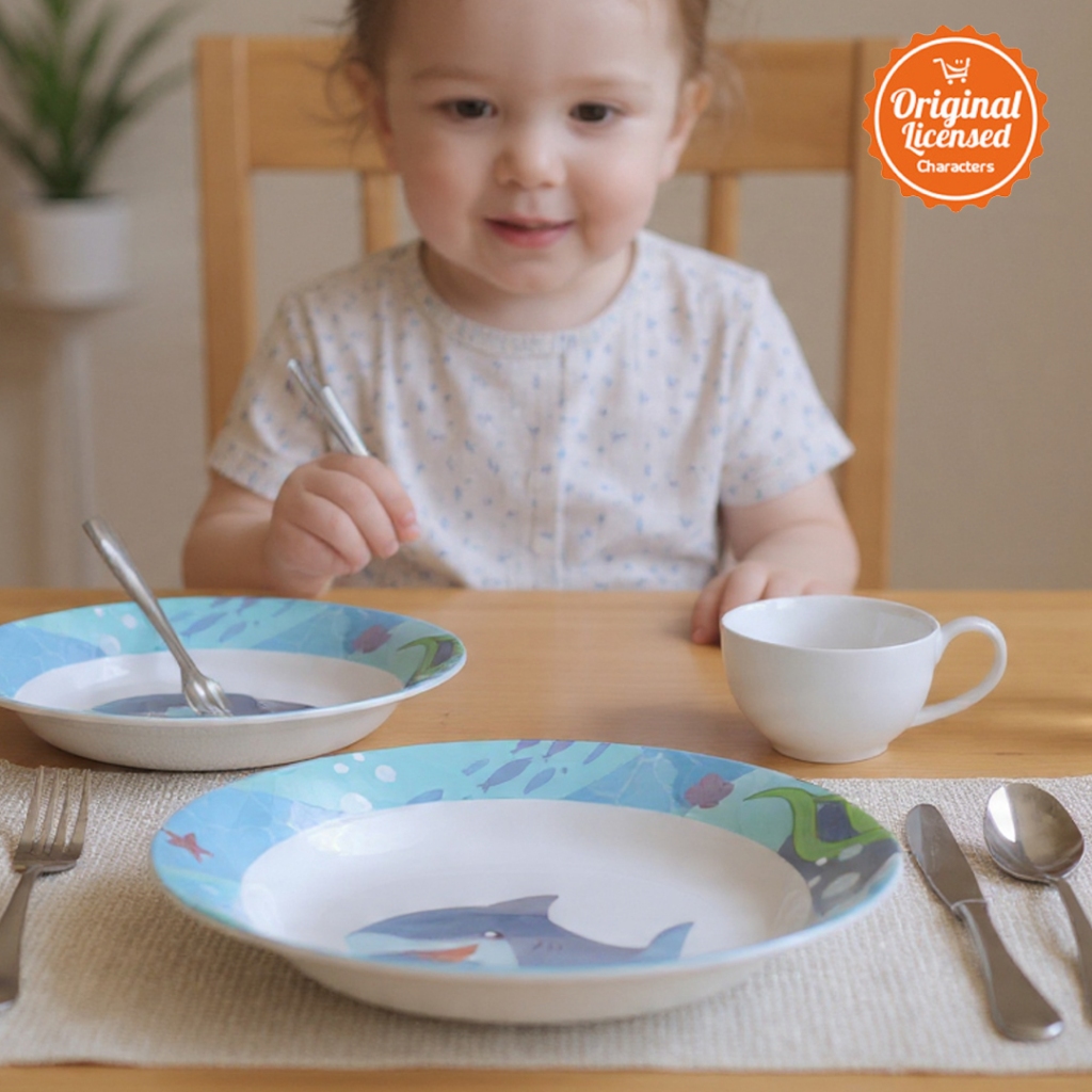 Piring Makan Anak Melamin 22 cm Karakter Hewan Lucu Sparky