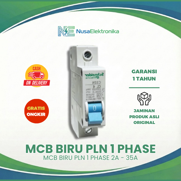 MCB PLN Biru 1 Phase 2A 4A 6A 10A 16A 20A 25A 35A untuk Perlindungan Listrik Rumah