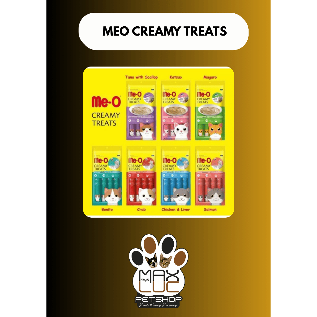 Makanan kucing kering premium - MEO SNACK CREAMY TREATS - Max & Luc Petshop