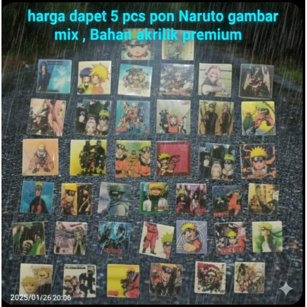 figur naruto anime pin / emblem 5 pcs mix