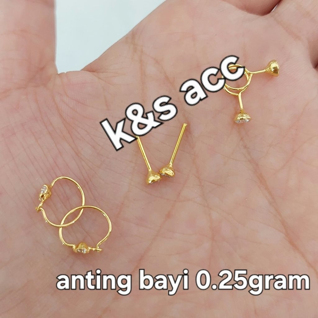 K&s acc anting toge mata satu / giwang toge perak silver 925 asli lapis mas kuning